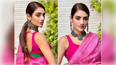 Nusrat Jahan: ডিপনেক ব্লাউজ পরে ফ্যানদের ঘুম কাড়লেন নুসরত জাহান, গোলাপি শাড়িতে উপচে পড়ল হটনেস!