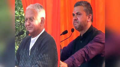 Himachal Election: बीजेपी की जनसभा में भावुक हुए पिता-पुत्र, CM जयराम के सामने रो पड़े महेंद्र सिंह और रजत ठाकुर