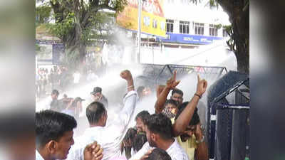 കത്ത് വിവാദം; യുദ്ധക്കളമായി തിരുവനന്തപുരം ന​ഗരസഭ പരിസരം, കല്ലേറിൽ മാധ്യമപ്രവർത്തകർക്കും പരിക്ക്