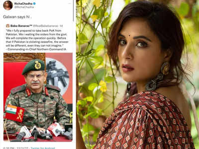 Richa Chadha: ಭಾರತೀಯ ಸೇನೆ ಬಗ್ಗೆ ಬಾಲಿವುಡ್‌ ನಟಿ ರಿಚಾ ಚಡ್ಡಾ ವಿವಾದಾತ್ಮಕ ಟ್ವೀಟ್; ಯೋಧರಿಗೆ ಅವಮಾನ ಎಂದು ಆಕ್ರೋಶ