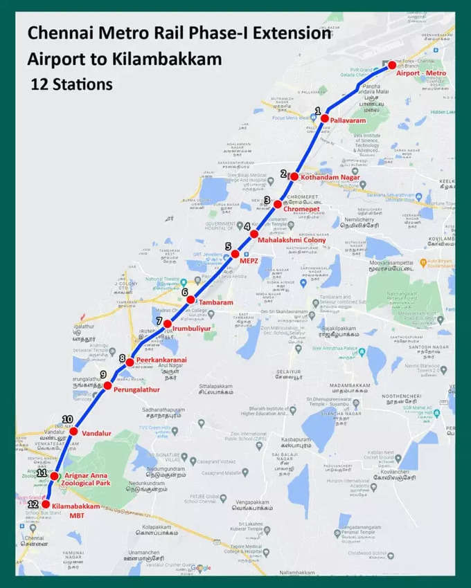 மொத்தம் 12 ரயில் நிலையங்கள்