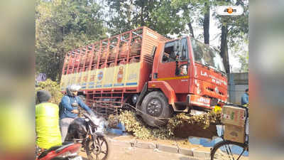 Bankura Road Accident : বড়সড় দুর্ঘটনা থেকে রক্ষা, নিয়ন্ত্রণ হারিয়ে ডিভাইডারে ধাক্কা গ্যাস সিলিন্ডার বোঝাই লরির