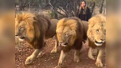 खुले शेरों के साथ बिंदास टहलती दिखी महिला, वीडियो देख लोगों के तोते उड़ गए!