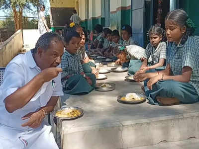 மாணவர்களுடன் மதிய உணவு அருந்திய தர்மபுரி எம்எல்ஏ - உணவின் தரம் குறித்து ஆய்வு