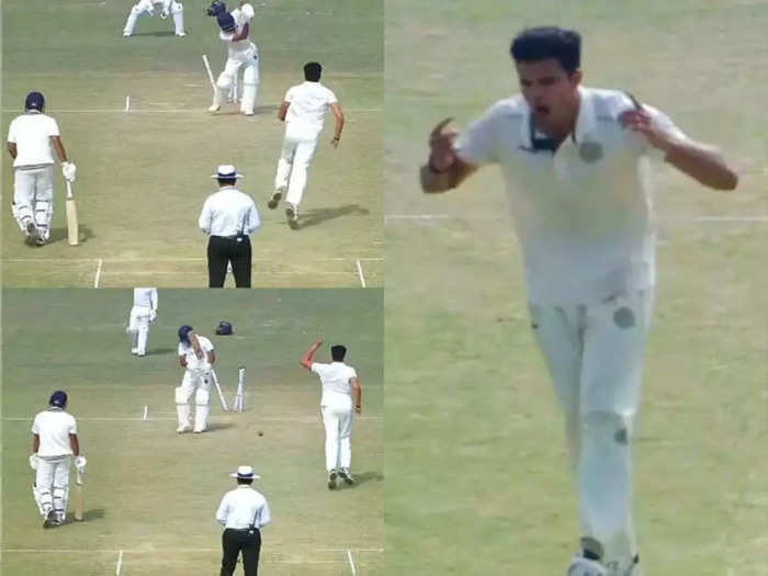 Arjun Tendulkar Celebration Viral Video of Hit wicket