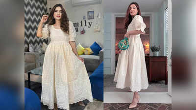 White Anarkali Kurti को पहनकर चांदनी सी मिलेगी खूबसूरती, शानदार डिजाइन और फैब्रिक में हैं उपलब्ध
