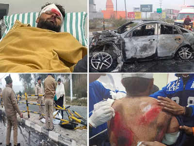 Rishabh Pant Accident Photos: भयानक टक्कर से कार में लगी आग, डिवाइडर के भी परखच्चे उड़े... ऋषभ पंत के एक्सीडेंट की वायरल तस्वीरें