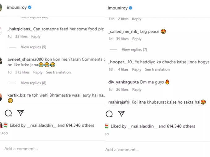 funny comments on mouni roy pic