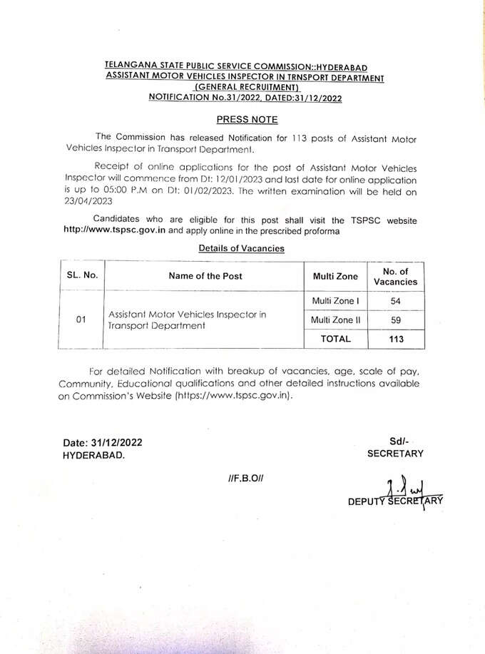 TSPSC AMVI Recruitment