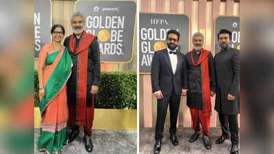 Golden Globe Awards: ഇന്ത്യൻ ശൈലിയിൽ  രാജമൗലിയും സ്റ്റൈലിഷായി  രാം ചരണും ജൂനിയർ എൻടിആറും തിളങ്ങിയ ഗോൾഡൻ ഗ്ലോബ് വേദി