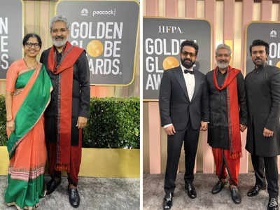 Golden Globe Awards: ഇന്ത്യൻ ശൈലിയിൽ  രാജമൗലിയും സ്റ്റൈലിഷായി  രാം ചരണും ജൂനിയർ എൻടിആറും തിളങ്ങിയ ഗോൾഡൻ ഗ്ലോബ് വേദി