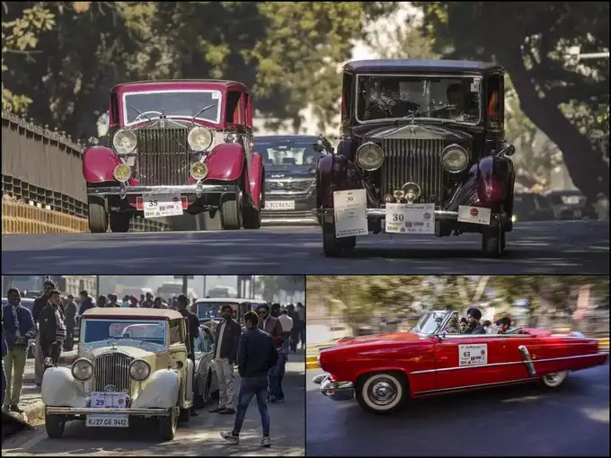 दिल्‍ली की सर्द सुबह में सैर को निकलीं विंटेज कारें