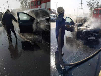 Car Fire: लाखों की मर्सिडीज गाजियाबाद में धू-धू कर जली, मुश्किल से जान बचा पाए कार सवार