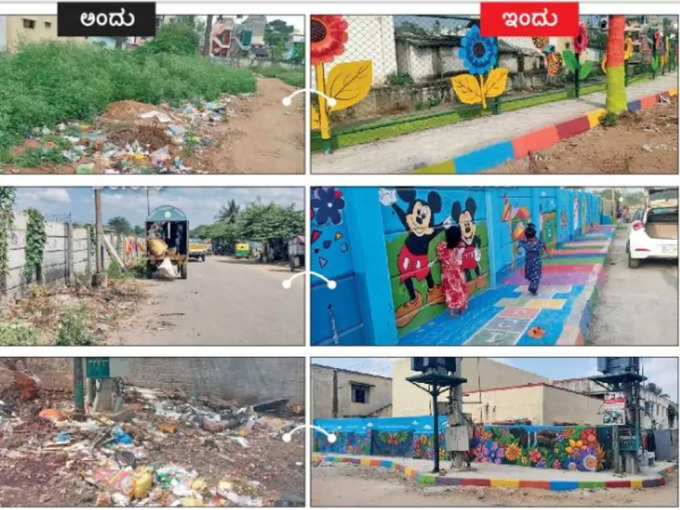 several garbage, places of stench become beautiful walking lanes and resting places in mysuru
