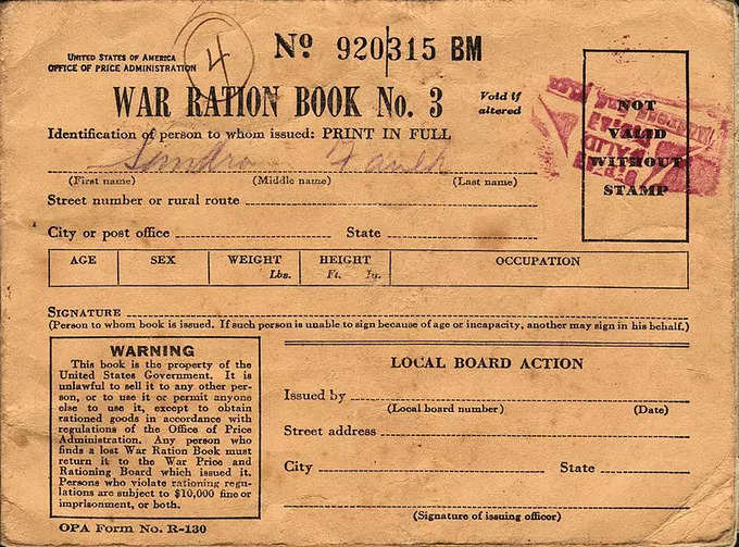 WWII USA Ration Book