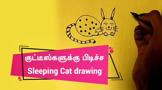 cute sleeping cat drawing kids corner