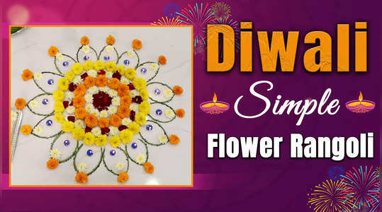 diwali easy flower rangoli designs