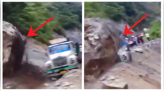 video of massive landslide destroyed the truck goes viral