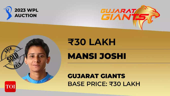 WPL Auction 2023 Live:  मानसी जोशी को गुजरात की टीम ने खरीदा