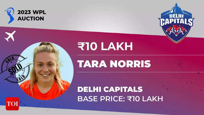 WPL Auction 2023 Live: तारा नॉरिस को दिल्ली कैपिटल्स की टीम ने खरीदा