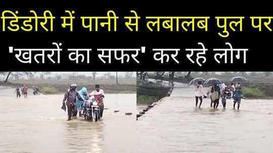 flood like situation in dindori due to heavy rains people crossing bridge putting their lives in jeopardy