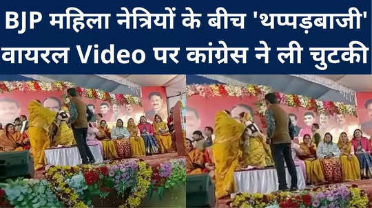 bjp women leaders fight on stage in panna mp