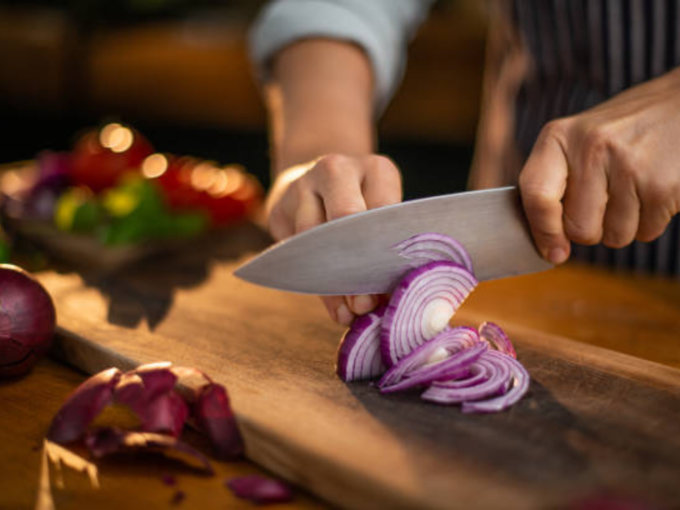 The first step is to chop the onion