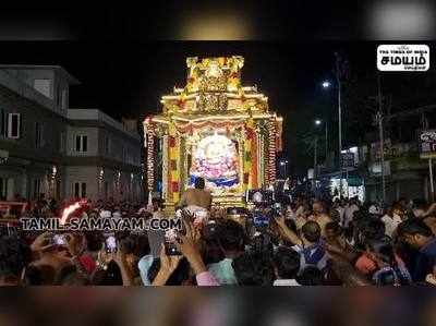 காமாட்சியம்மன் கோவில் தங்க காமகோட்டி விமானத்தில் காமாட்சியம்மன் அருள்பாலிப்பு