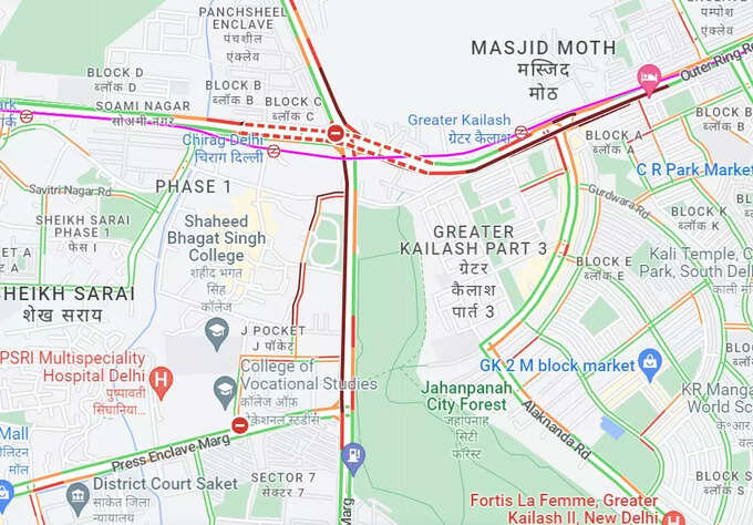 आज भी आउटर रिंग रोड और लाल बहादुर शास्त्री मार्ग पर ट्रैफिक​