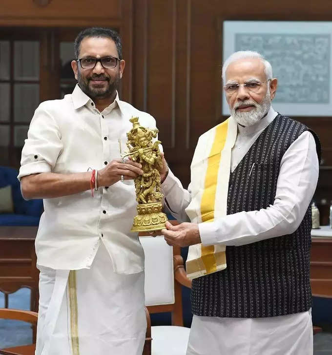 Prime Minister Narendra Modi meets BJP state president K Surendran in New Delhi