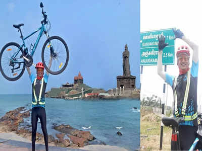 Kashmir - Kanyakumari Cycling : ಕಾಶ್ಮೀರ್‌ ಟು ಕನ್ಯಾಕುಮಾರಿ ಸೈಕಲ್​ ಯಾತ್ರೆ ಮಾಡಿದ ಧಾರವಾಡದ ಹೈದ; 40 ದಿನಗಳಲ್ಲೆ 4,061 ಕಿ.ಮೀ ಸವಾರಿ