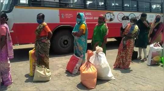 lockdown massive rush at ksrtc bus stand in bengaluru