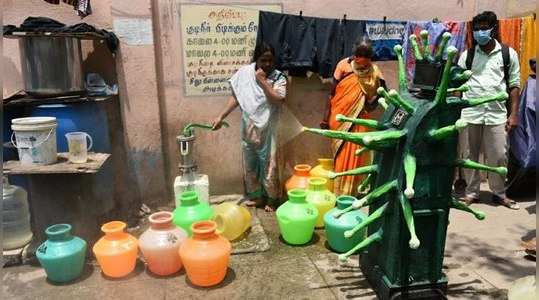 coronavirus shaped robots have been deployed in chennais slum area