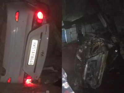 Faridabad Accident News: बिजली के खंभे से टकराई वर्ना कार में लगी आग, एक युवक की जिंदा जलने से मौत, 2 घायल