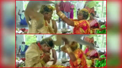 Viral Video : ಮದುವೆ ಶಾಸ್ತ್ರ ಪೂರೈಸುತ್ತಿದ್ದ ವಧು ವರರ ಮೇಲೆ ಚಂಗನೆ ನೆಗೆದ ಕೋತಿ!