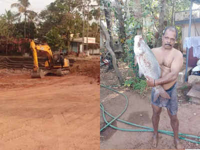 രണ്ട് നൂറ്റാണ്ടിലേറെ പഴക്കം, ജനകീയകുളം മണ്ണിനടിയിലേക്ക്; അവസാന മീനുകളെ പിടിച്ച് നാട്ടുകാര്‍