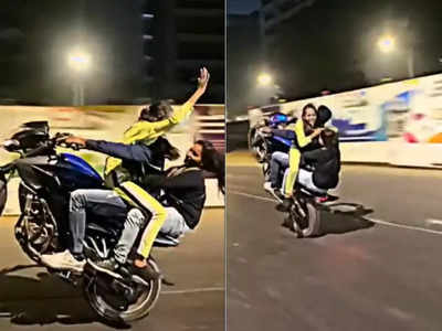 Bike Stunt: ಹಿಂದೊಬ್ಬಳು, ಮುಂದೊಬ್ಬಳು: ಬೈಕ್‌​ನಲ್ಲಿ ಅಪಾಯಕಾರಿ ಸ್ಟಂಟ್ ಮಾಡಿದಾತನ ವಿರುದ್ಧ ಕೇಸ್