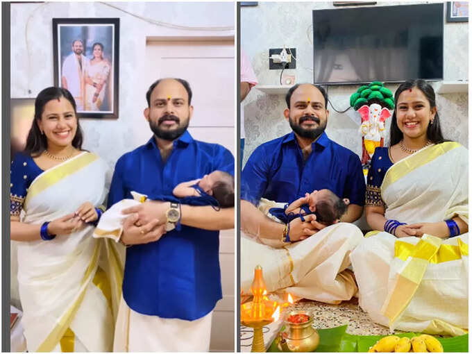 devika nambiar and vijay madhav shared their sons 28th day ceremony video