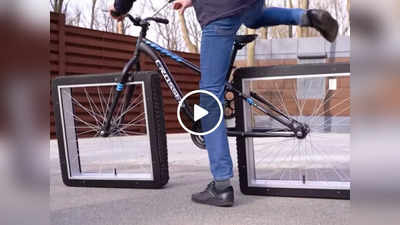 Square Wheels Old Video: साइकिल के चौकोर पहिए देख पब्लिक हुई कंफ्यूज, पर जब चलती है तो सब देखते रह जाते हैं