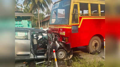 കെഎസ്ആർടിസി ബസും കാറും കൂട്ടിയിടിച്ച് രണ്ടുപേർ മരിച്ചു; മൂന്നുപേർക്ക് ഗുരുതര പരിക്ക്