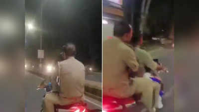 VIDEO: हेल्मेट कुठेय? मायलेकींचा सवाल, पोलिसांचा पाठलाग; स्कूटर १ किमी पळवली अन् मग...