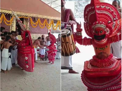 ദൈവത്താറായി അച്ഛൻ; അങ്കത്തെയ്യമായി മകൻ, പാലോട്ടു കാവിൽ ഏഴാം വിളക്കിലെ പകർന്നാട്ടം, വീഡിയോ കാണാം