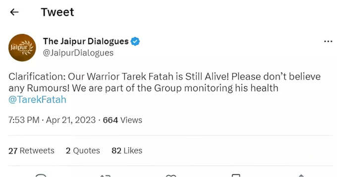 Tarek Fatah death rumors