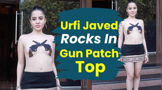 urfi javed gets spotted in a transparent gun patchwork top