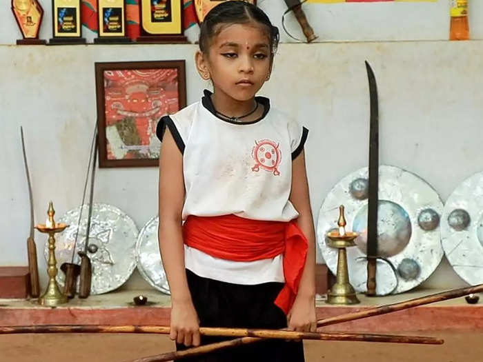 six-year-old rudraveena wrote history in kalaripayattu