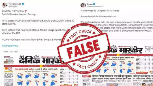 Fact Check: दैनिक भास्करच्या सर्व्हेत INDIA ला १० राज्यात आघाडी? व्हायरल पोस्टचं सत्य काय?