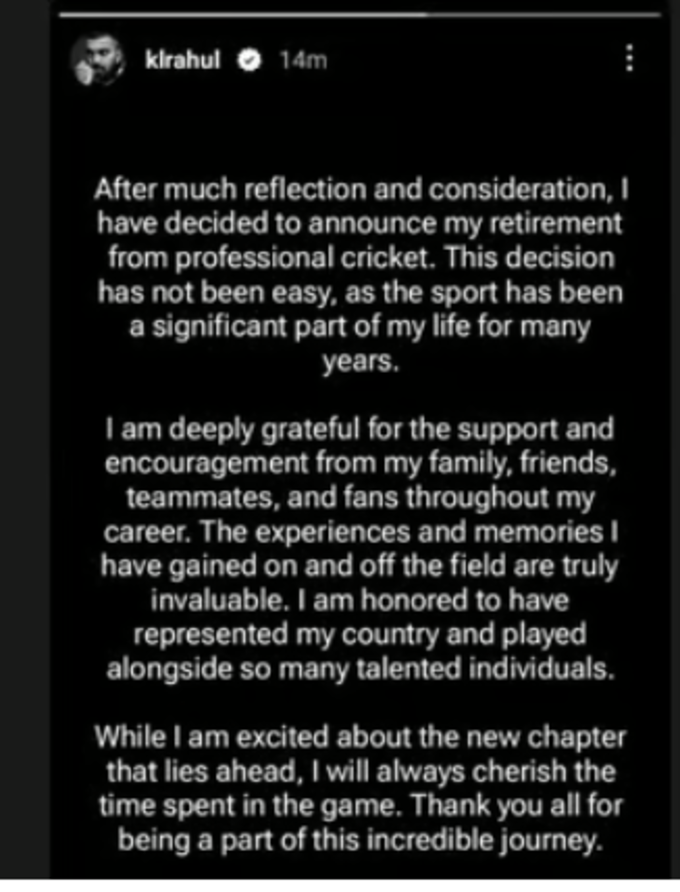 kl rahul retirement viral post