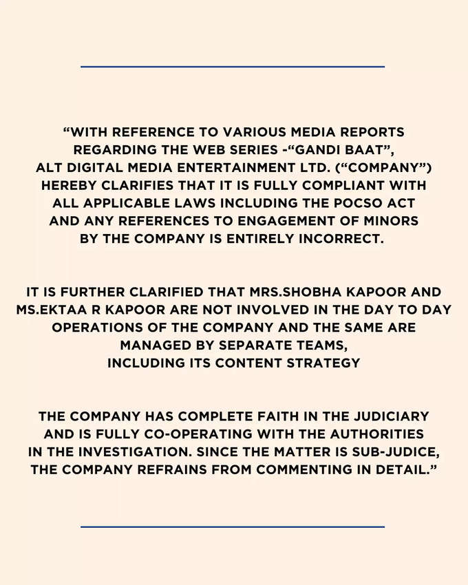 Official Statement from the Company