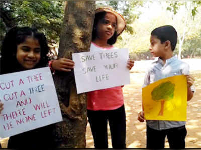 बेंगलुरु: बच्चों ने दिए पेड़ बचाने के संदेश 