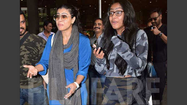 kajol and ajay devgn returning from london with kids